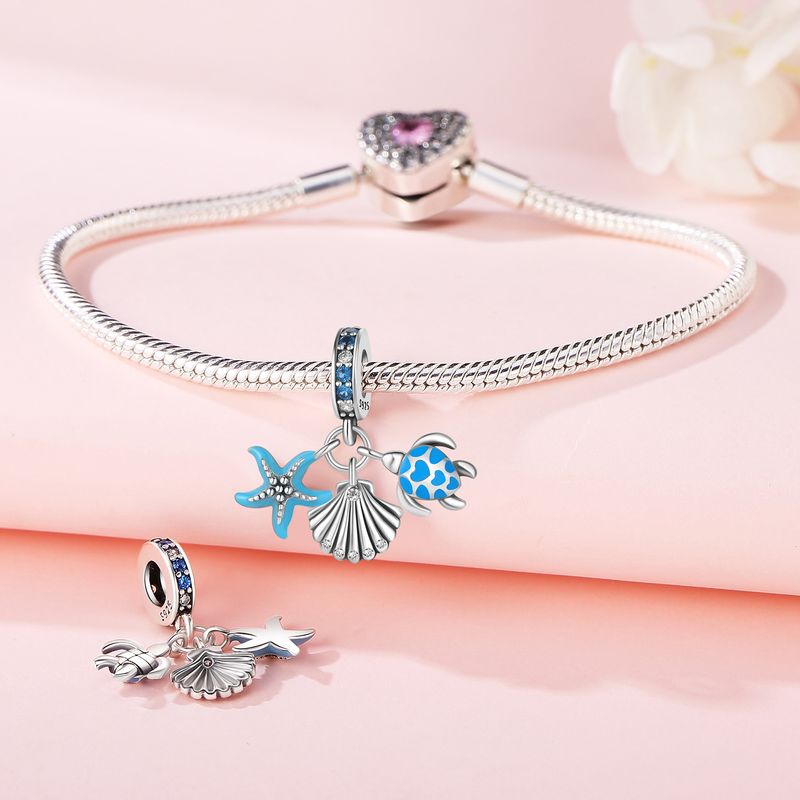 Bijou original en argent sterling 925 pour femme, pendentif queue de poisson en forme de tortue, style océan, accessoires de bijouterie DIY, bracelet à cordon_voghion.com