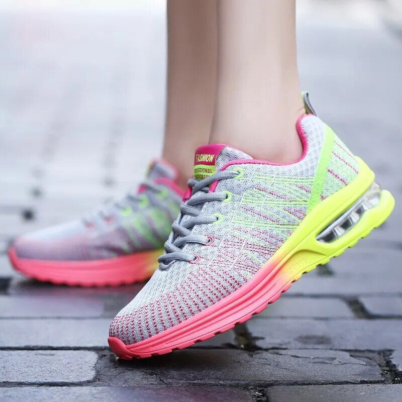 Corsa per le donne Scarpe da ginnastica da jogging elastiche per esterni con cuscino d'aria Scarpe sportive da tennis_voghion.com