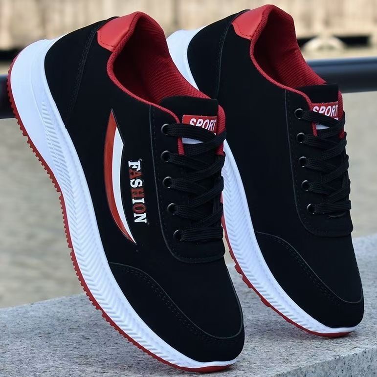 2025 Herren-Sneaker aus Leder mit Schnürung, weiche Sohle, flach, leicht, ideal für Studenten._voghion.com