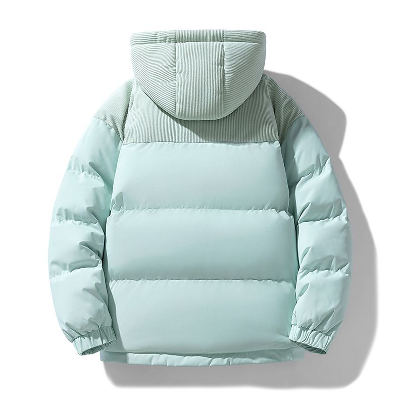 Giacca invernale unisex con cappuccio – Piumino antivento spesso (S-3XL, vestibilità oversize, imbottitura in poliestere da 500 g, trendy color block)_voghion.com