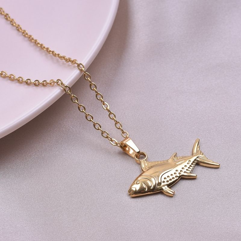 Meerestier Fisch Charm Titan Stahl Halsketten für Frauen Accessoires Korea Trend Schmuck Am Hals Halskette Halsband Party_voghion.com