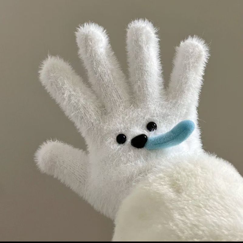 Nuovi guanti a forma di cucciolo di peluche per donna, caldi e resistenti al freddo, per studenti, con dita, per ciclismo all'aperto, antigelo_voghion.com