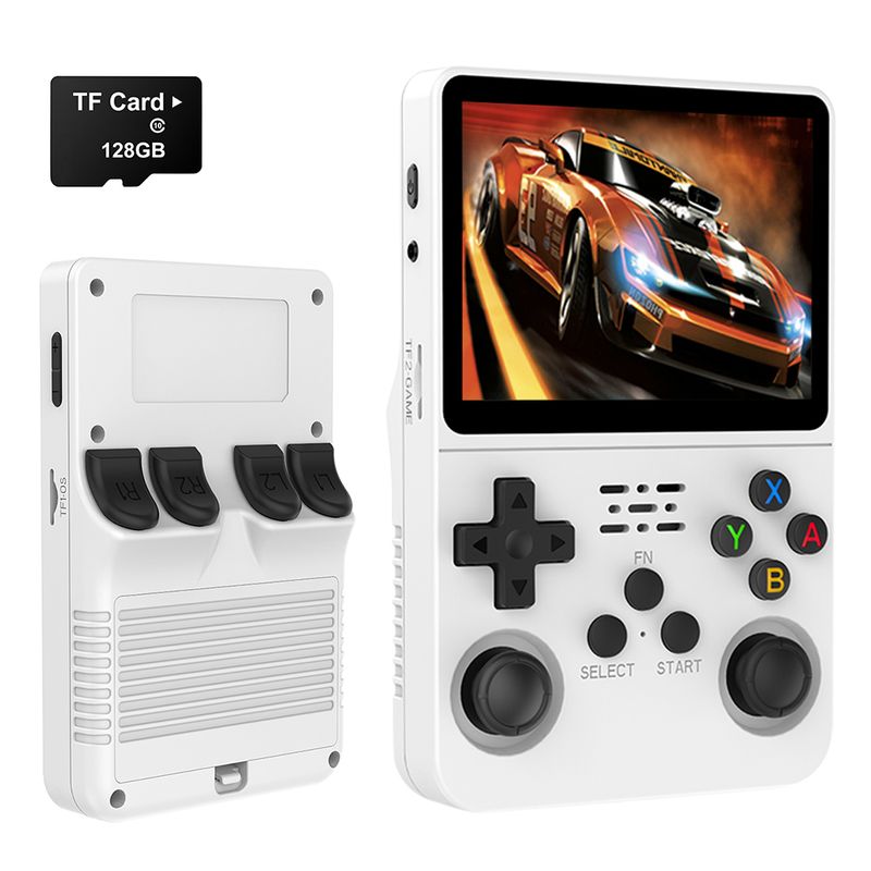R36S Retro-Handheld-Spielkonsole, Linux-System, 3,5-Zoll-IPS-Bildschirm, Videospielmaschine, 64/128 GB, 10.000 Spiele + EVA-Hartschalenkoffer_voghion.com