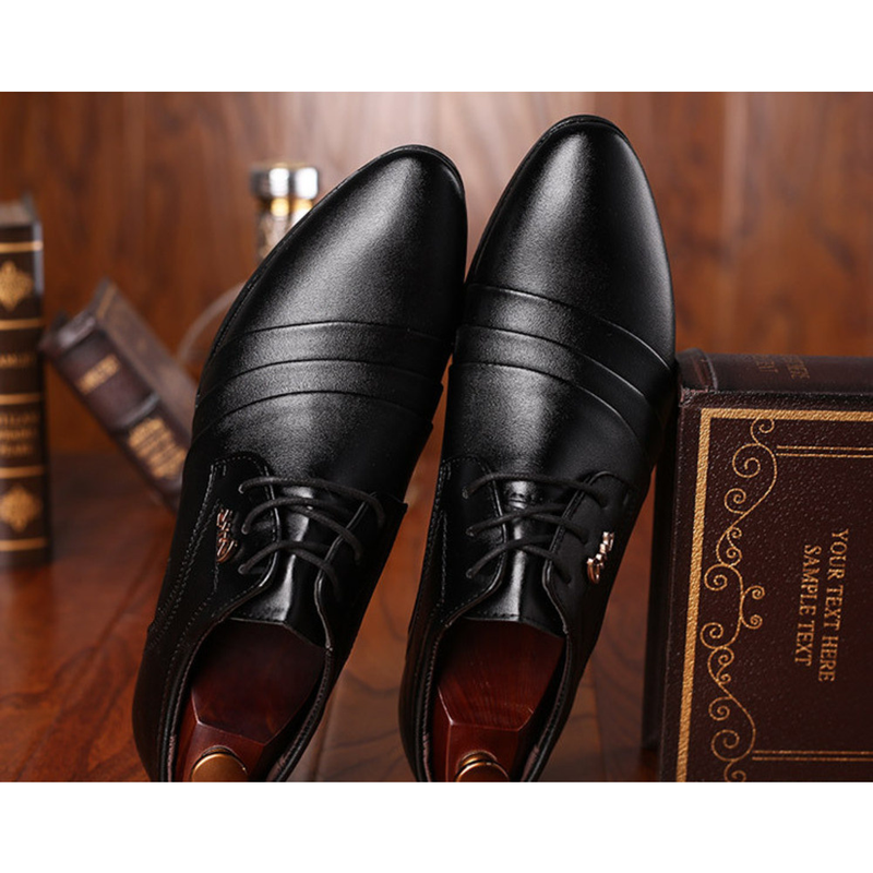 Vestido masculino oxfords sapatos formais de festa de casamento sapatos clássicos dedo apontado sapatos de couro confortáveis_voghion.com