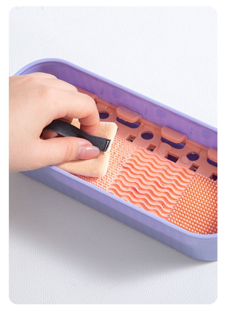 Make-upkwasten reinigingsdoos, siliconen beauty spons reinigingsset, cosmetische kwasten wasbeker, opbergdoos, puff droogrek_voghion.com
