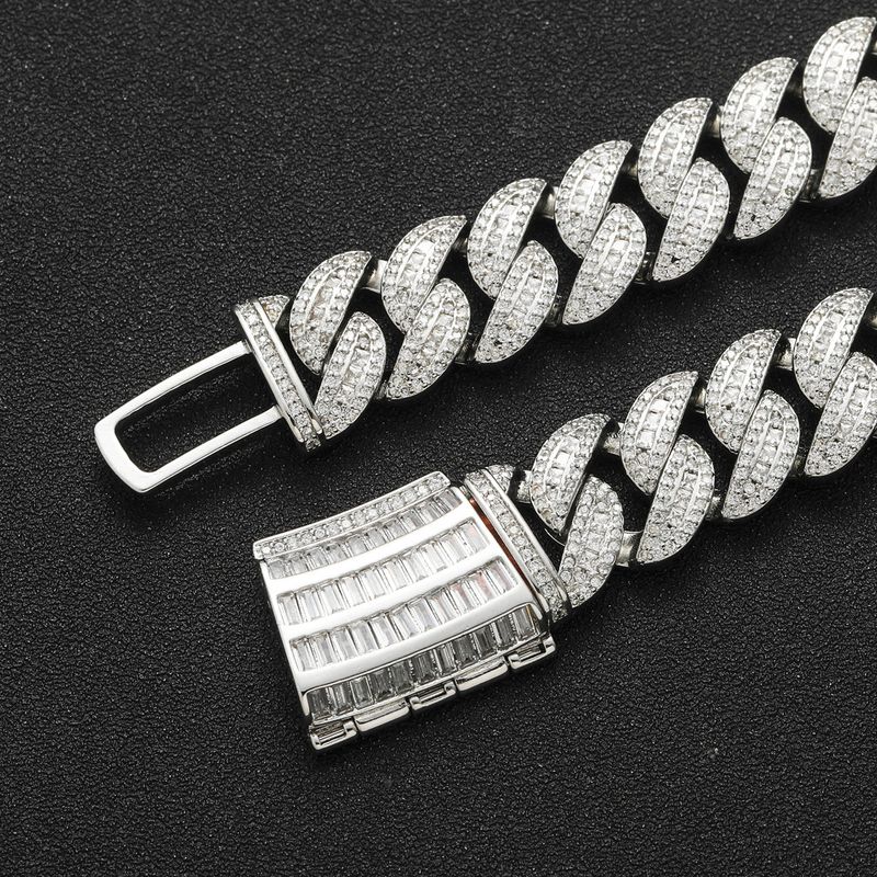 Hip Hop Necklace 15mm Mixed Inlaid T Square Zircon Miami Cuban Chain Trendy Fashion Men's Niche Clavicle Chain_voghion.com