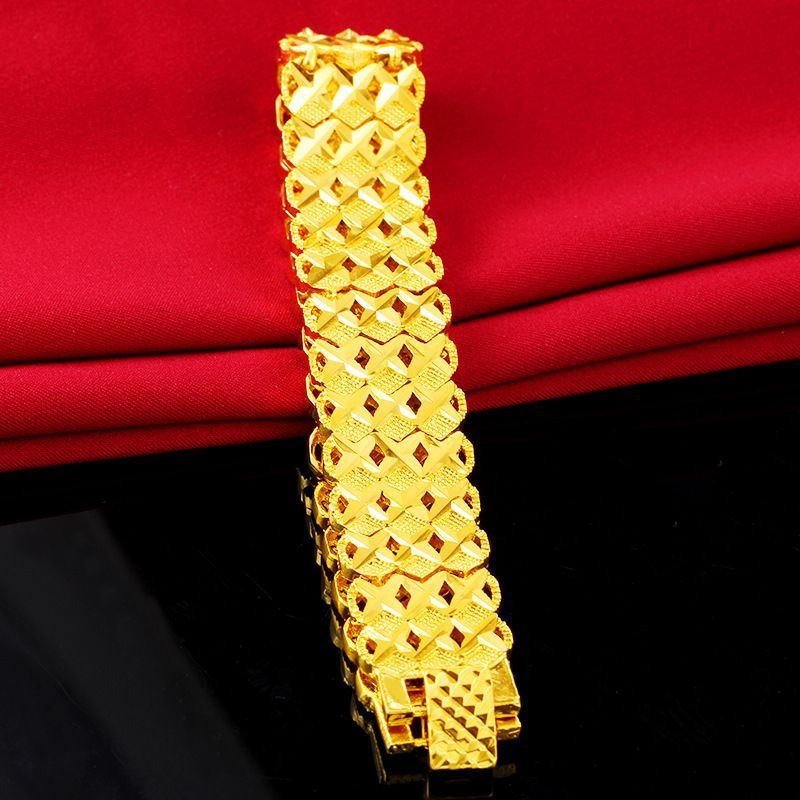 Bracciale con catena per orologio placcata in oro sabbia vietnamita da 15,5 mm, per uomo, di lunga durata, in vendita a prezzi accessibili_voghion.com