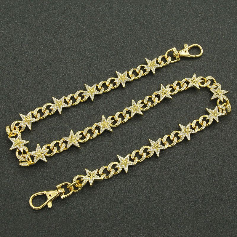 Hip Hop Men's Domineering Three-dimensional Star Full Diamond Jeans, Pants Single-layer Waist Chain, Decorative Props_voghion.com