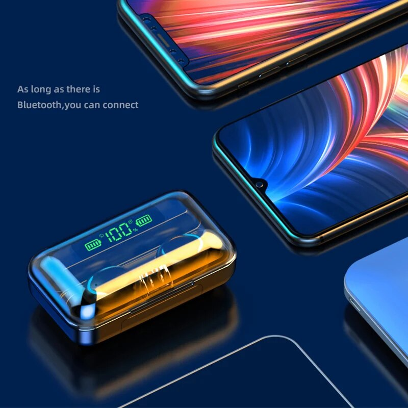 Auricolare TWS wireless Bluetooth, auricolare sportivo stereo 9D impermeabile con microfono, nuovo aggiornamento F9, 2022_voghion.com