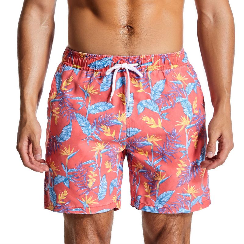 Men's Quick Drying Beach Pants, Printed Washed Fabric, Swimming Trunks, Border Casual Shorts_voghion.com