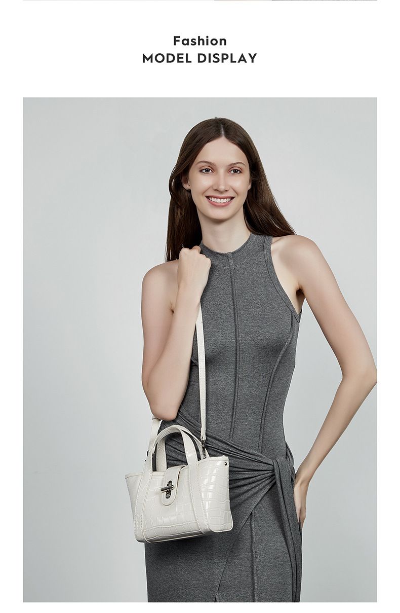 Genuine Leather Women's Bag Commuter Messenger Bag Crocodile Pattern Light Luxury Niche High End Vegetable Basket Tote Bag_voghion.com