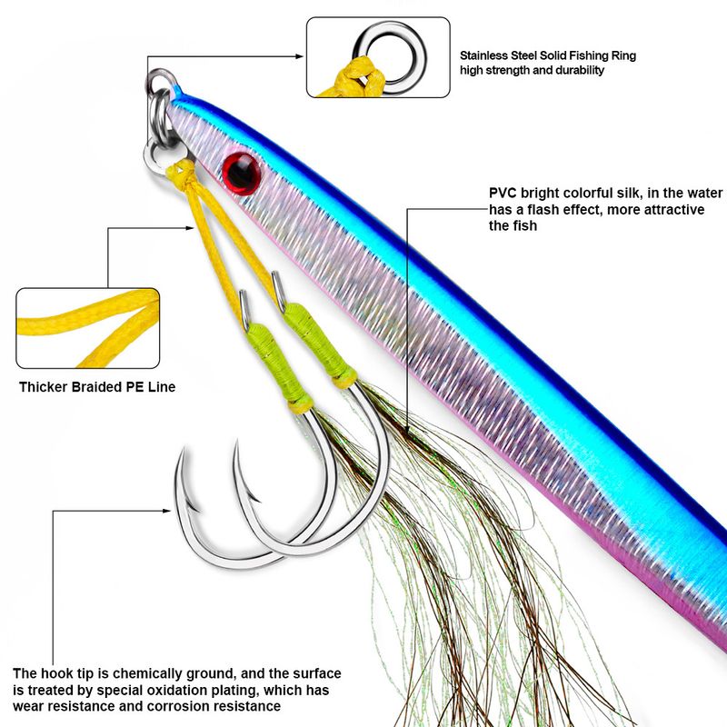 Barco duplo de alto mar Marushi Bluefish Slow Jigging Placa de ferro Amarrado Gancho de cabelo Acessórios para pesca 2 pares/pacote_voghion.com