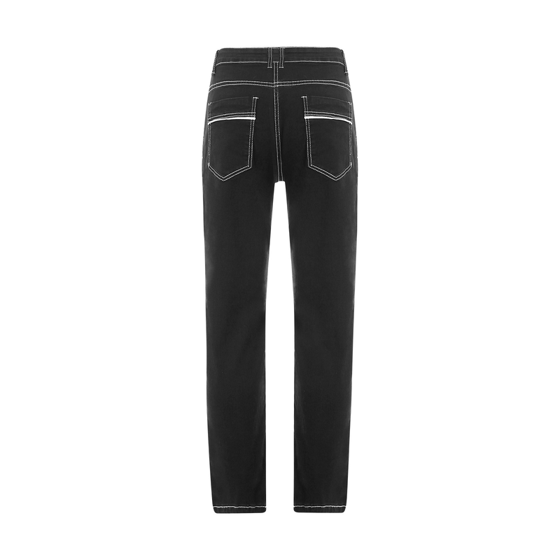 Männer Solide Stretch Gerade Jeans Männer Schnurrbart Effekt Taschen Denim Cargo Hosen Beiläufige Lose Pantalones Hombre Hosen_voghion.com