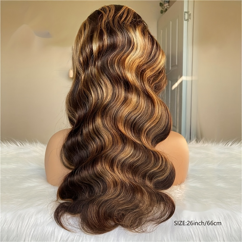 Evidenziare 4/27 parrucche di capelli umani dell'onda del corpo di colore 13 * 4 parrucche anteriori del pizzo dei capelli umani per le donne ragazze 16-36 pollici_voghion.com