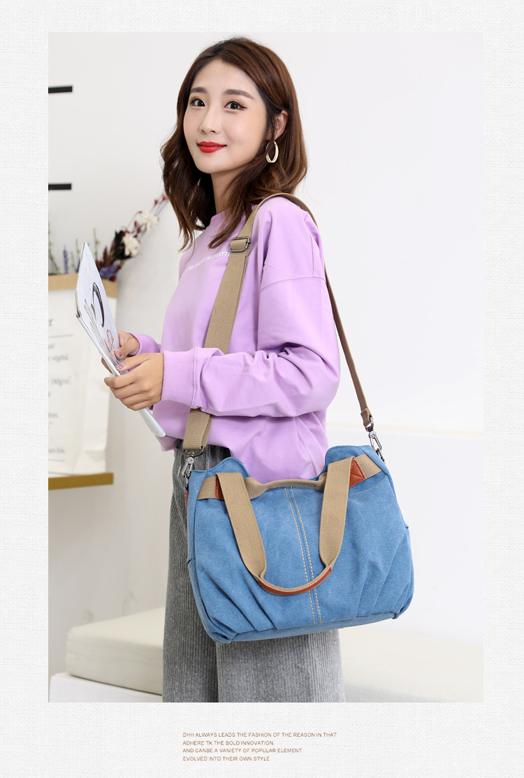 Borsa a tracolla vintage da donna, grande capacità, borsa alla moda, borsa da donna in tela, semplice e multifunzione_voghion.com