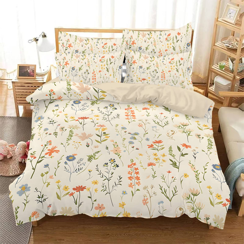 Cross Border 3D Digital Printing Three Piece Set Floral Series Down Duvet Cover Bedding Down Duvet Cover_voghion.com
