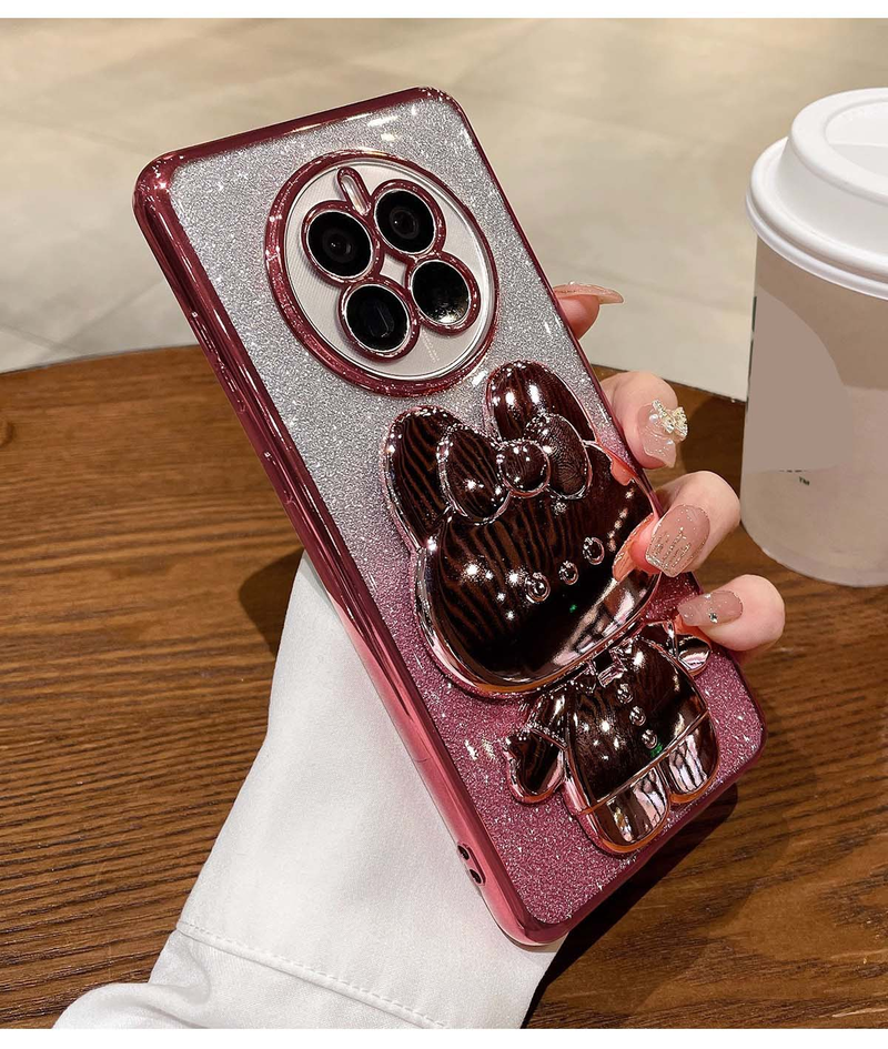 Phone Case Suitable For Gradient Glitter Phone Case Luxury Rabbit Makeup Mirror Bracket Cover_voghion.com
