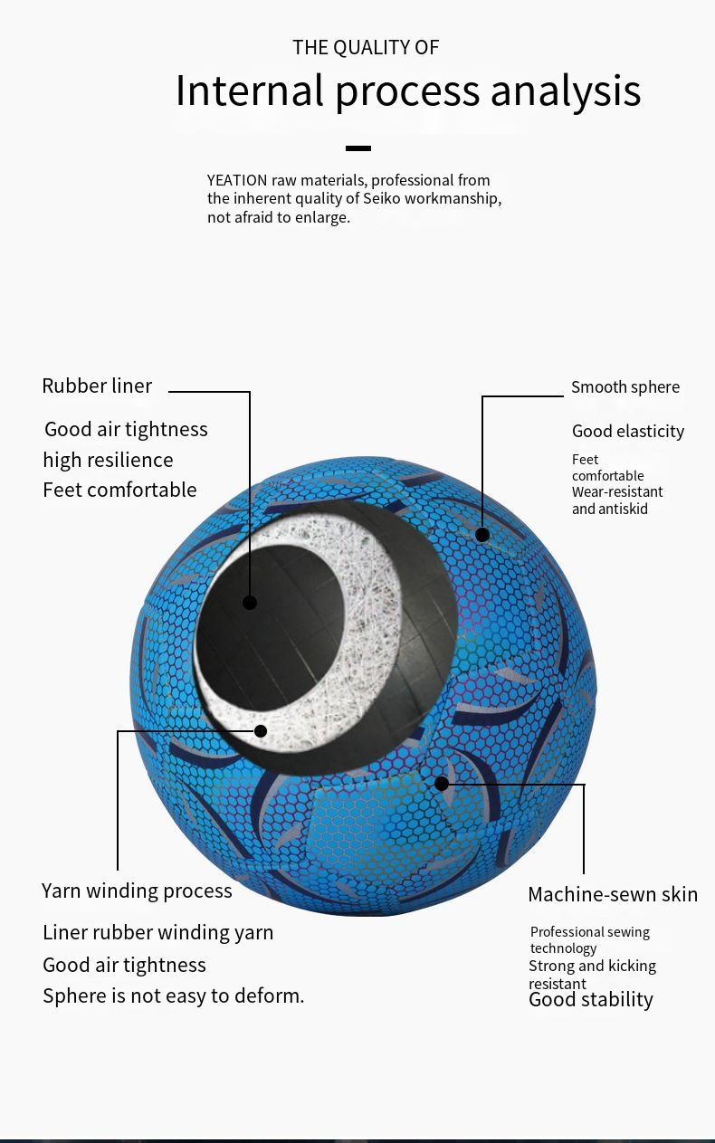 Balón de fútbol fluorescente azul de panal n.° 5 para entrenamiento de competición estudiantil, regalo luminoso que brilla en la oscuridad._voghion.com