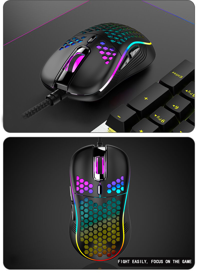 Honeycomb Oyun Faresi – 7200 DPI Kablolu RGB Fare, 6 Programlanabilir Düğme, PC/Dizüstü Bilgisayar İçin Ergonomik Tasarım (Beyaz/Pembe/Siyah/Mavi)_voghion.com