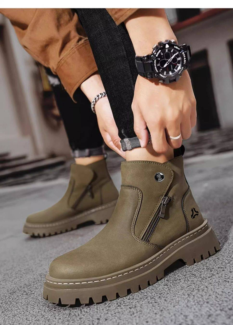 Men's Classic Chelsea Boots - High Top British Style Work Boots With Anti-Slip Sole, Comfortable & Stylish For Casual Wear (Yellow, Black, Camel)_voghion.com