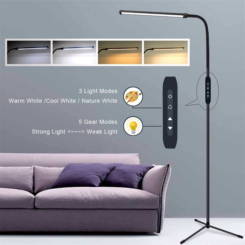 LED Floor Lamp With Timer, Remote, Touch Control, Adjustable Color Temperature & Dimmable Standing Floor Lamps For Living Room Bed Room Office Reading_voghion.com