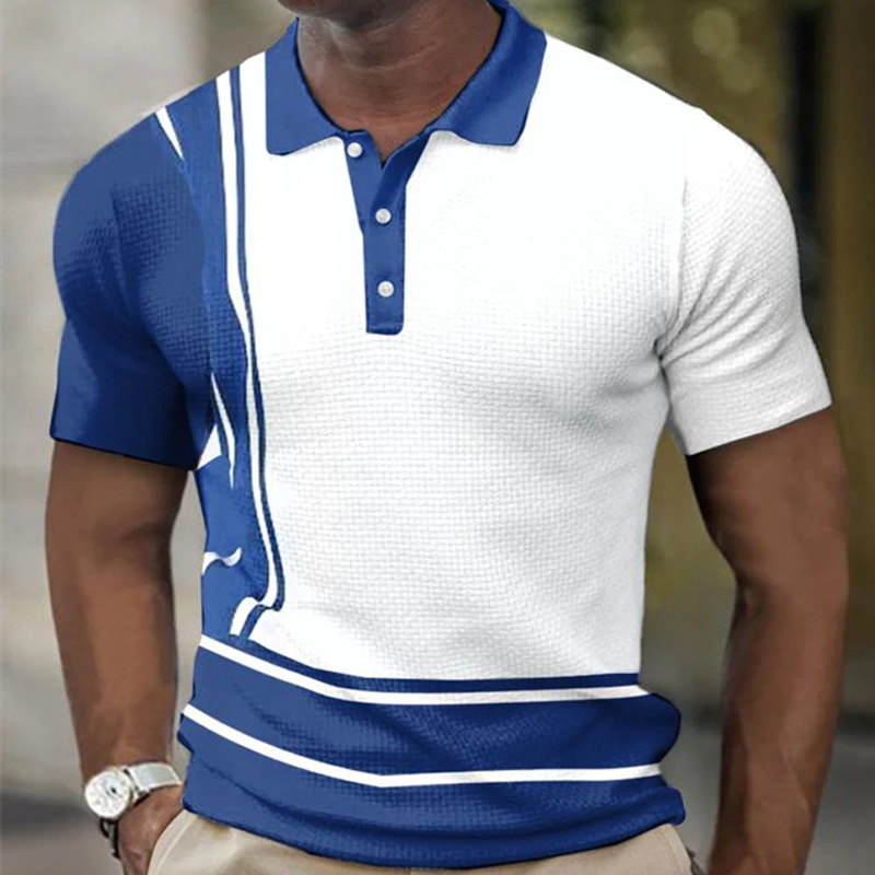 Sports style oversized shirt summer men's Polo short sleeve polyester 3D fashion trend brand printed top_voghion.com