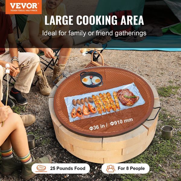X-Marks Fire Pit Grill Grate, Round Cooking Grate, Heavy Duty Steel Campfire BBQ Grill Grid With Handle And Support X Wire, Portable Camping Cookwa_voghion.com
