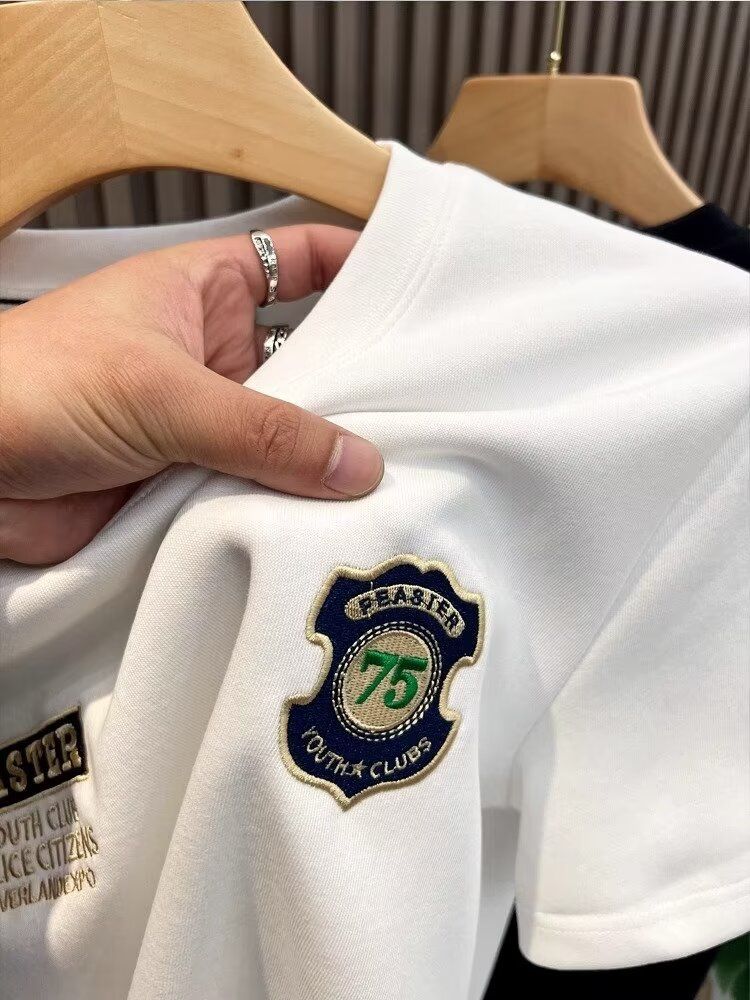 2024 nuovo marchio di moda da uomo a maniche corte estivo in puro cotone t-shirt netta celebrità tendenza giovanile modello semplice stampato top_voghion.com