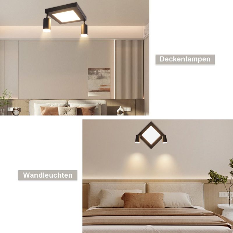 Glitzerlife LED Deckenlampe 2 Flammig Deckenspot GU10 - Schlafzimmerlampe 3000k Weiß Küchenlampe 20W Deckenstrahler Schwenkbar Für Wohnzimmer Küche Schlafzimmer_voghion.com