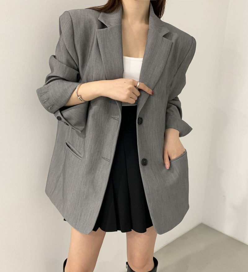 2024 Outono/Inverno Novo Melad Dress Up Coreano Chique Clássico Marrom Cinza Terno Casaco_voghion.com