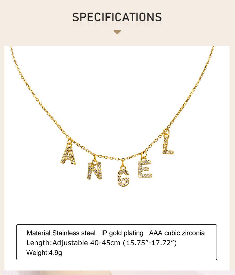 2025 Nuovi arrivi Collana personalizzata con nome per donna, Collana con ciondolo con lettera iniziale in zircone, Gioielli all'ingrosso in acciaio inossidabile_voghion.com