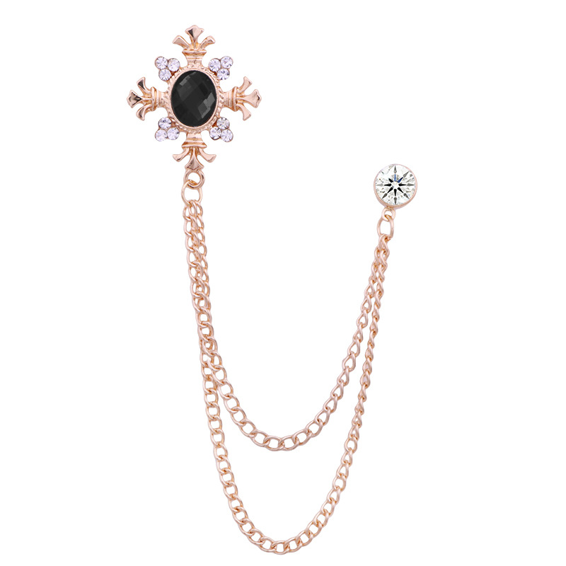 Retro Saray Mücevher Broş erkek Takım Elbise Pin Vintage Rhinestone Çapraz Püskül Yaka Iğneler Zincir Rozeti ile Lüks Takı Aksesuarları_voghion.com