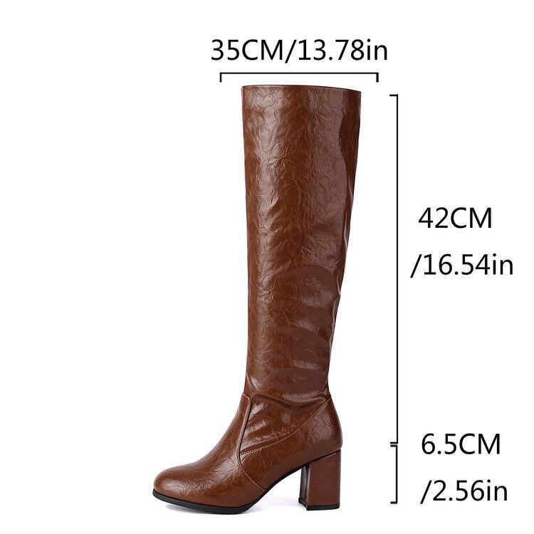 【Pre-sale | Ships In 15 Days】Fall Round Head Thick Heel High Heel Side Zipper Boots Woman_voghion.com