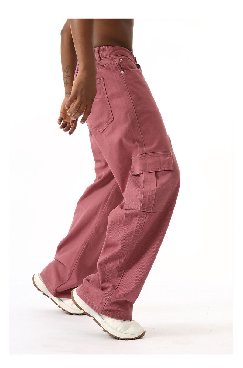EF JEANS | 2024 Nuova salopette vintage semplice con tasche grandi e vita semi-elastica, jeans rosa pesca_voghion.com