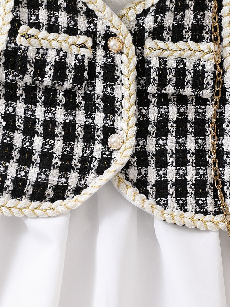 2024 Autumn Small Fragrant Style Vest Lace Collar Loose Temperament Dress without Hat_voghion.com