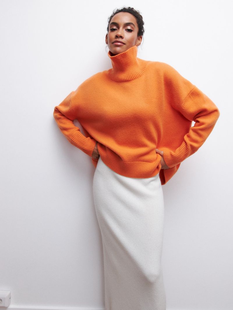 Nieuwe herfst- en winter effen coltrui voor dames_voghion.com