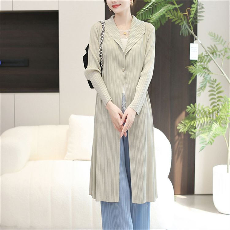 Trench coat con giacca cardigan coordinata Sanzhai Pleated Craft_voghion.com