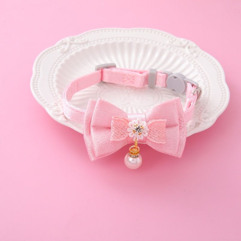 Collare per gatti con campanellino e fiocco in pizzo rosa Fairy, accessori per animali domestici_voghion.com