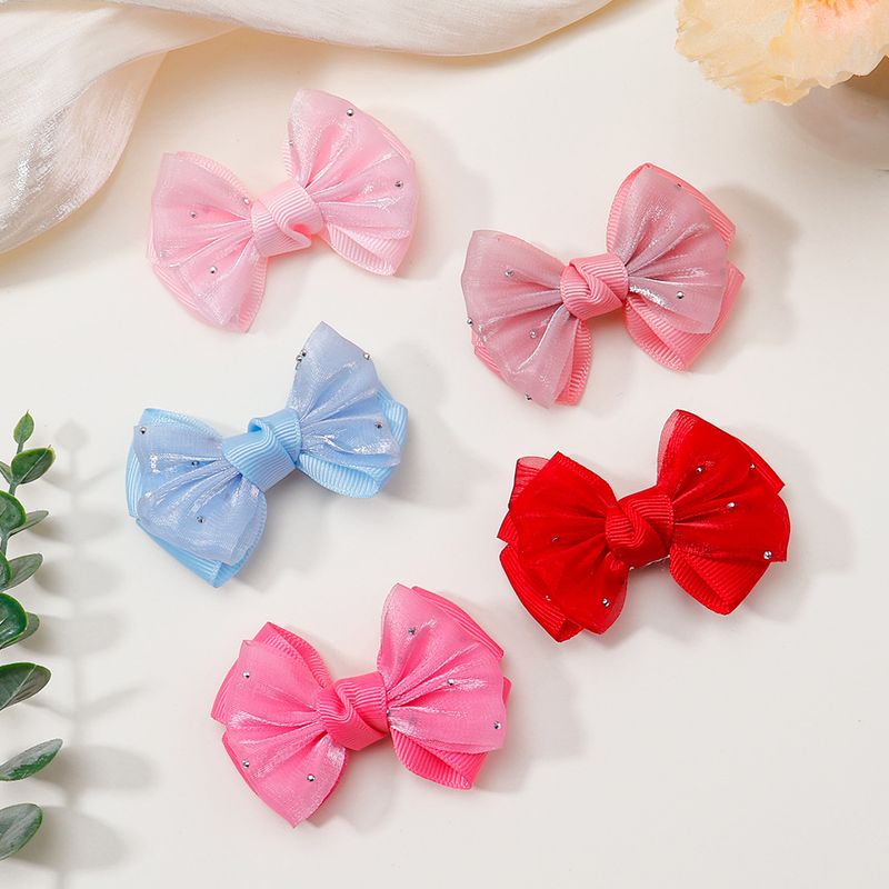 Lot de 12 pinces à cheveux en mousseline de soie avec nœuds diamantés de 6,3 cm pour enfants et filles, épingles à cheveux en ruban, accessoires pour cheveux, vente en gros_voghion.com