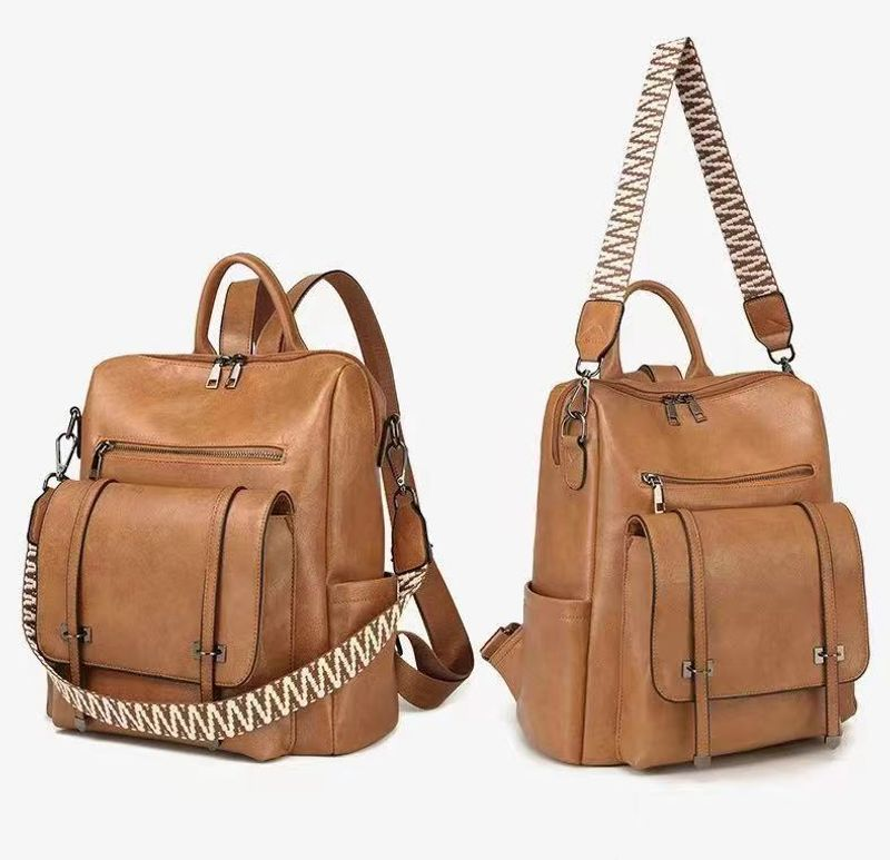 Vintage-Rucksack Damen, neue hochwertige, wandelbare Umhängetasche aus weichem PU-Leder, Pendler-Rucksack mit großer_voghion.com