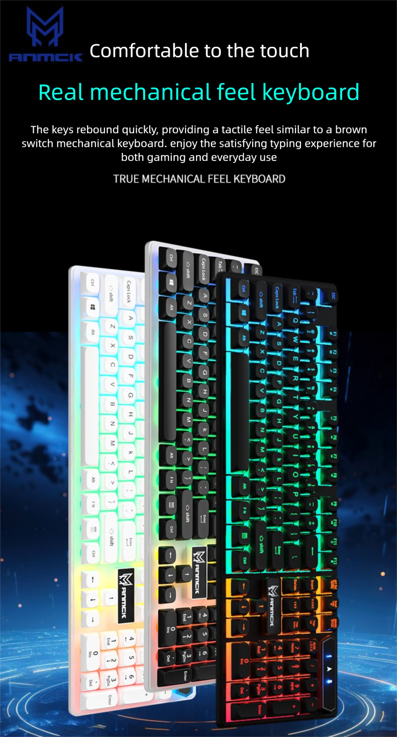 Moken Private Model Wired Gaming Keyboard With Lighting, Mechanical Feel, Good For Typing, Office Gift_voghion.com
