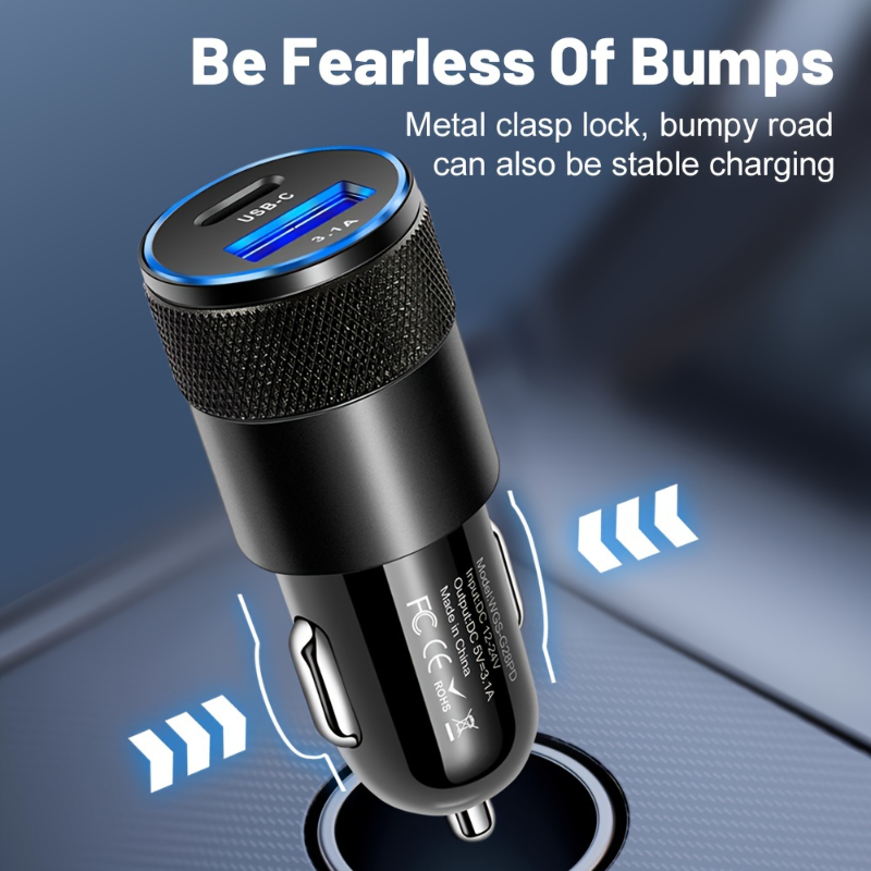 3.1A USB Car Charger Type C Fast Charging_voghion.com