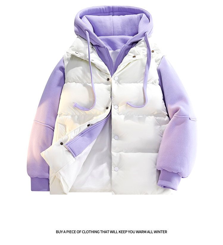 Men's Fashionable Two-Tone Hooded Winter Jacket With Fleece Lining - Lightweight Warm Coat For Casual Daily Wear_voghion.com