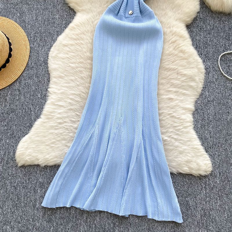 Damenbekleidung Leichtes Luxus-High-End-Strickkleid für Frauen im Sommer, schlankmachendes Design, Temperament, schicker Fischschwanz-Langrock_voghion.com