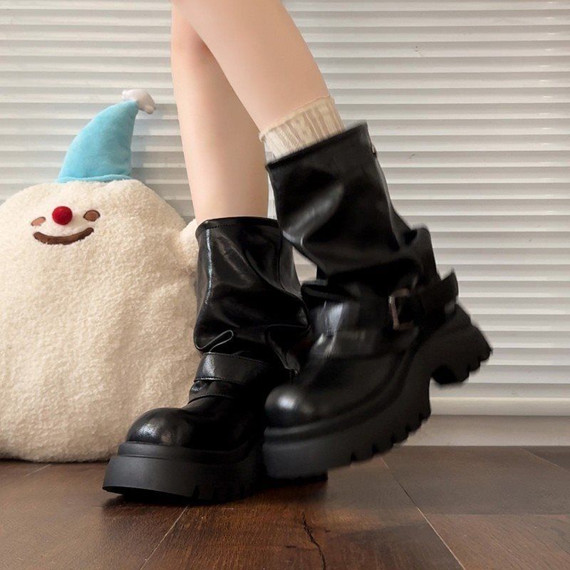 Höher werdende Jeans Pile 2025 Short Western Slim Martin Dicke Sohle Sommer Herbst Neue Stiefel für Frauen_voghion.com