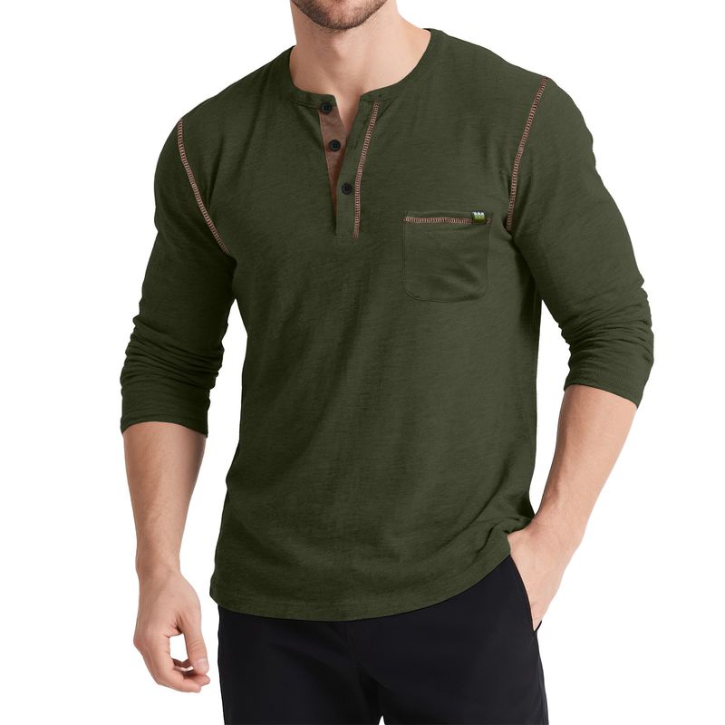 Koszula męska z długim rękawem i kieszenią zapinaną na guziki w stylu retro (S-XXL, biały/czarny/granatowy/zielony/szary)_voghion.com
