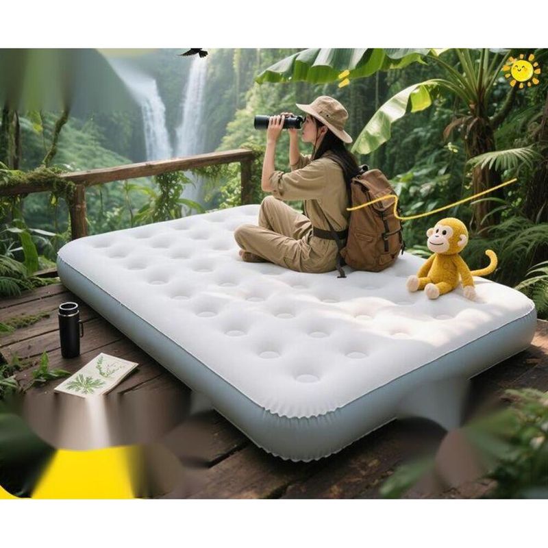 Explorer Inflatable Bed Camping Mat Outdoor Tent Air Flocked Thickened Mattress Sleeping Pad Soft Cushion Minor Flaws_voghion.com