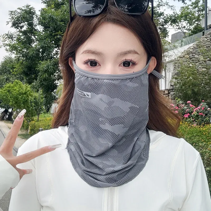 Maschera da ciclismo anti-UV con protezione solare, traspirante, in seta ghiacciata, per uomo e donna, per sport all'aria aperta, pesca, escursionismo, raffreddamento_voghion.com