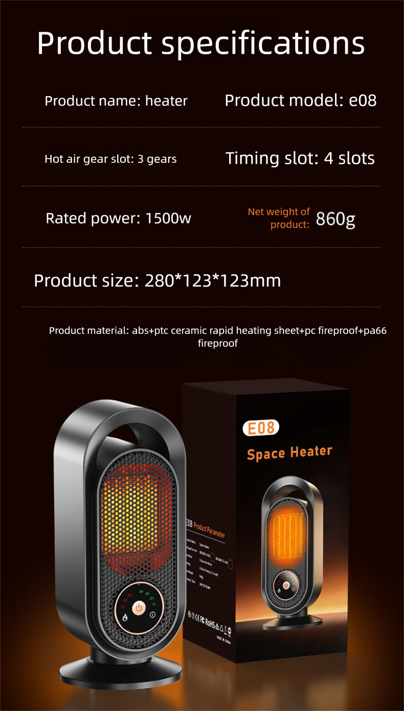 New PTC Fast Heating Fan Home Energy-Saving Touch Control Small High-Power Heater Desktop Warmer_voghion.com