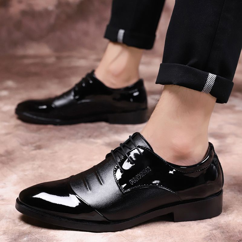 Merk Elegante en modieuze zakelijke casual lederen formele herenschoenen, puntige lage schoenen_voghion.com